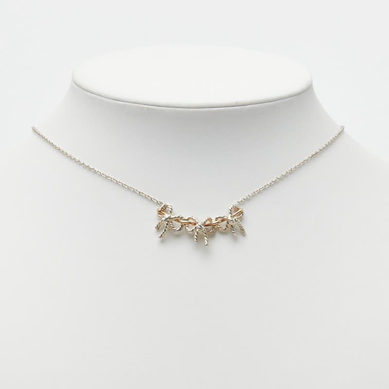 Tiffany & Co Triple Ribbon Necklace Silver Gold Combination