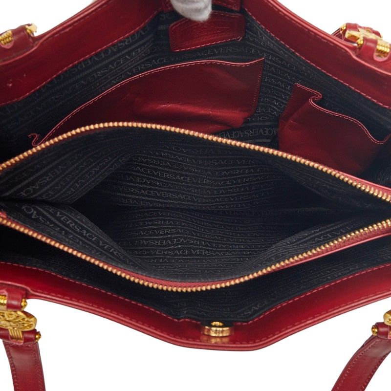 Versace Sunburst Tote Red Leather