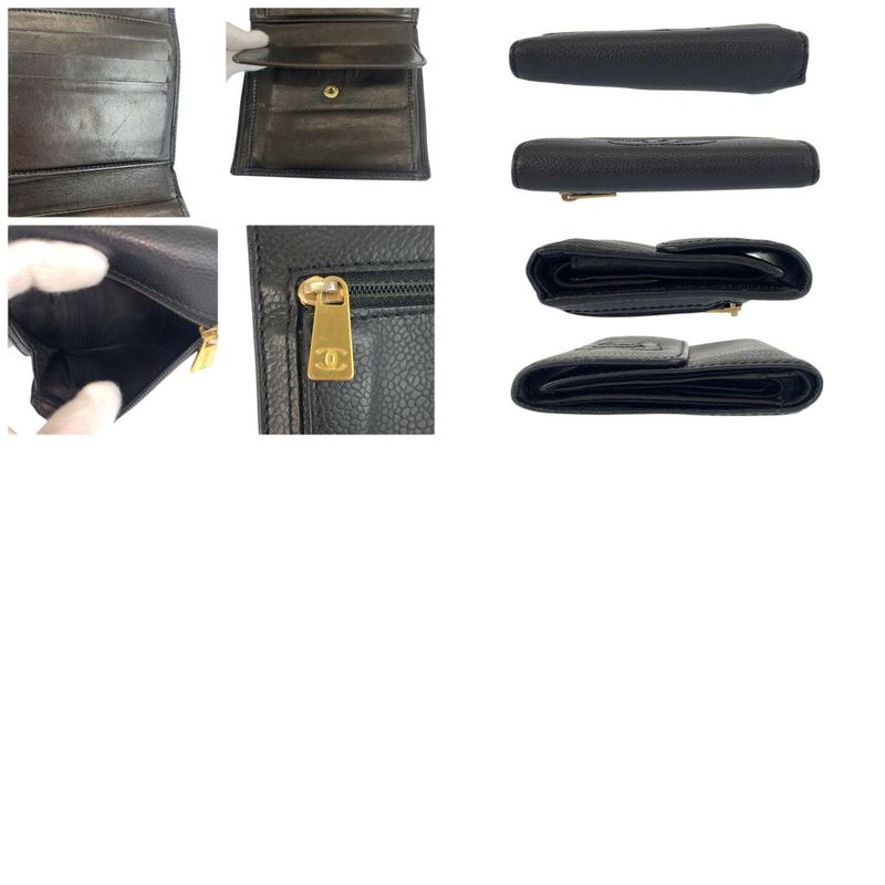 Chanel CC Logo Black Leather Compact Wallet