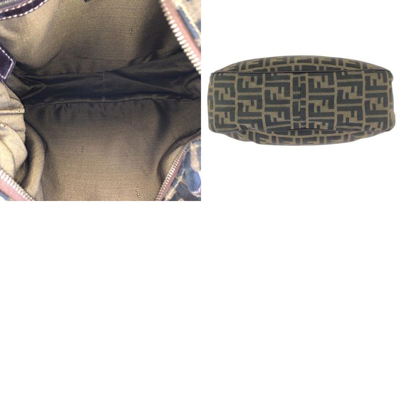 Fendi Zucca Dark Brown Gold Canvas Leather Shoulder Bag