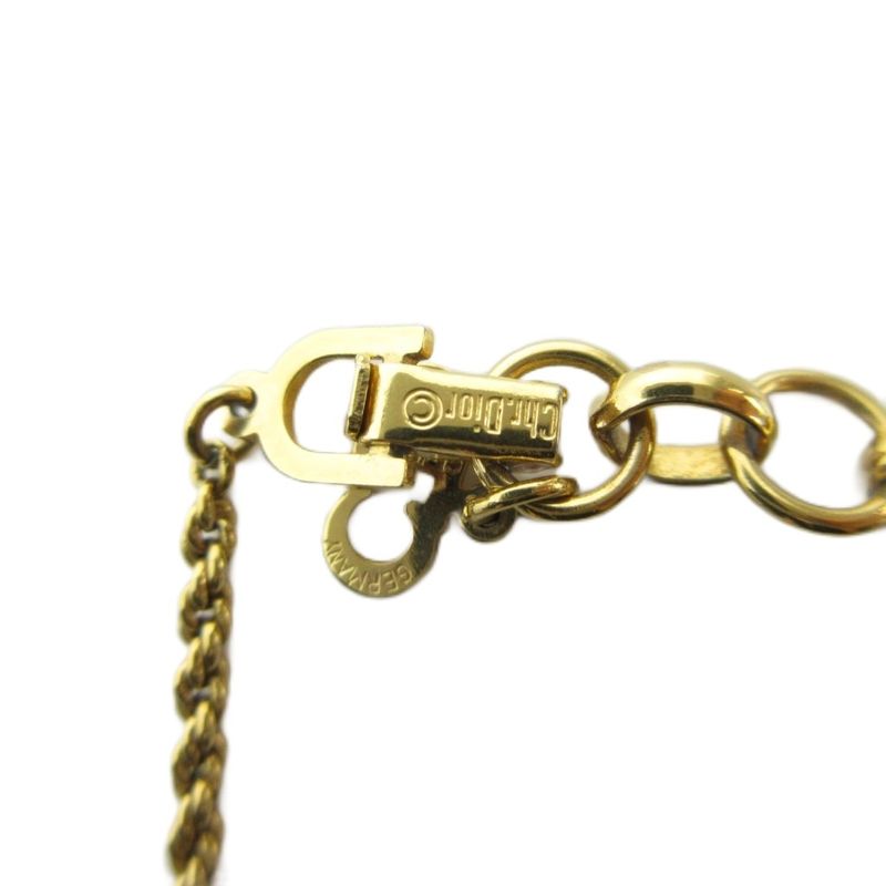 Dior Necklace Pendant Line Stone Logo Gold