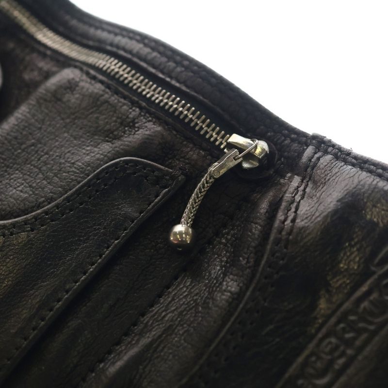 Chrome Hearts 3 Fold Cross Ball Button Leather Wallet Black