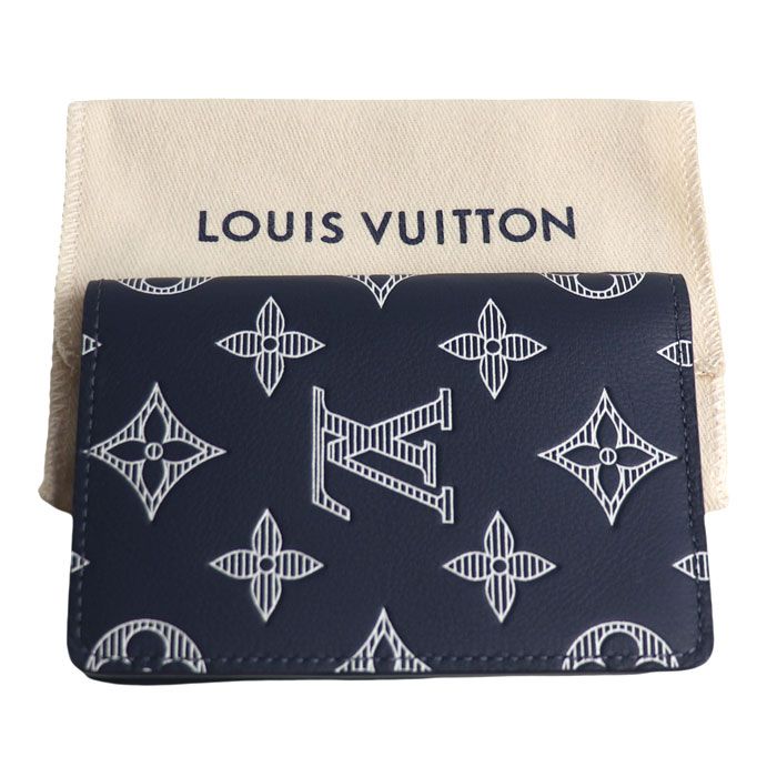Louis Vuitton Organizer Poche Card Case Monogram Shadow Navy Purchased