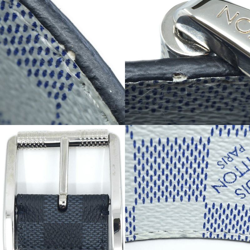 Louis Vuitton Ceinture Reverse Damier Belt All Over Pattern Leather Blue Black