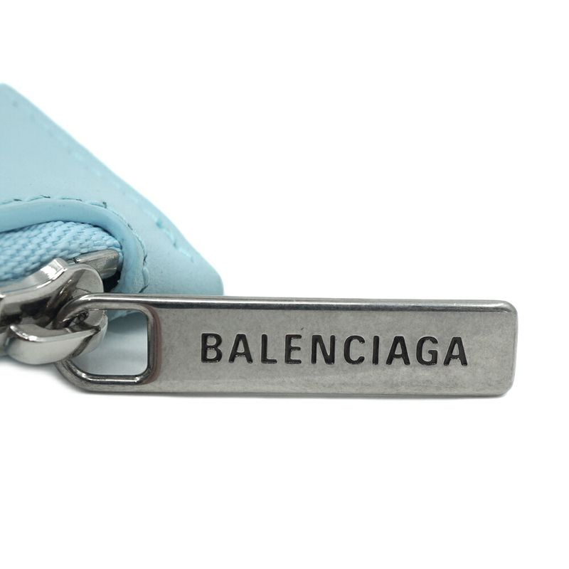 Balenciaga Logo Fragment Case Coin Card Light Blue Silver