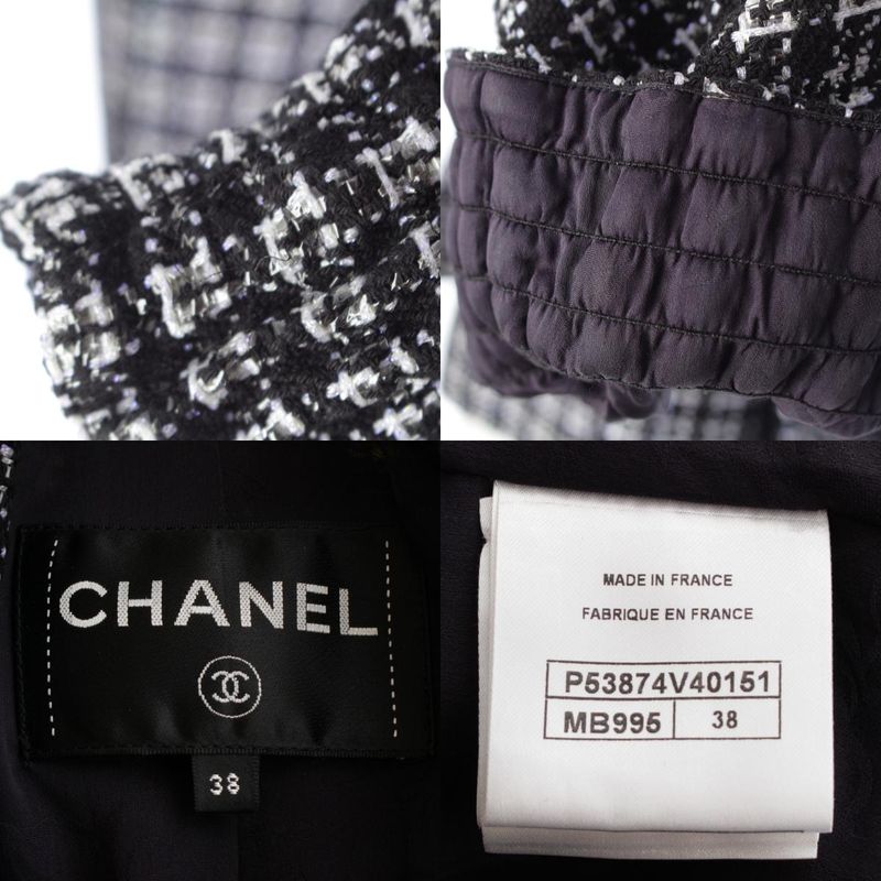 Chanel Cotton Nylon Coco Button Tailored Jacket Black 38