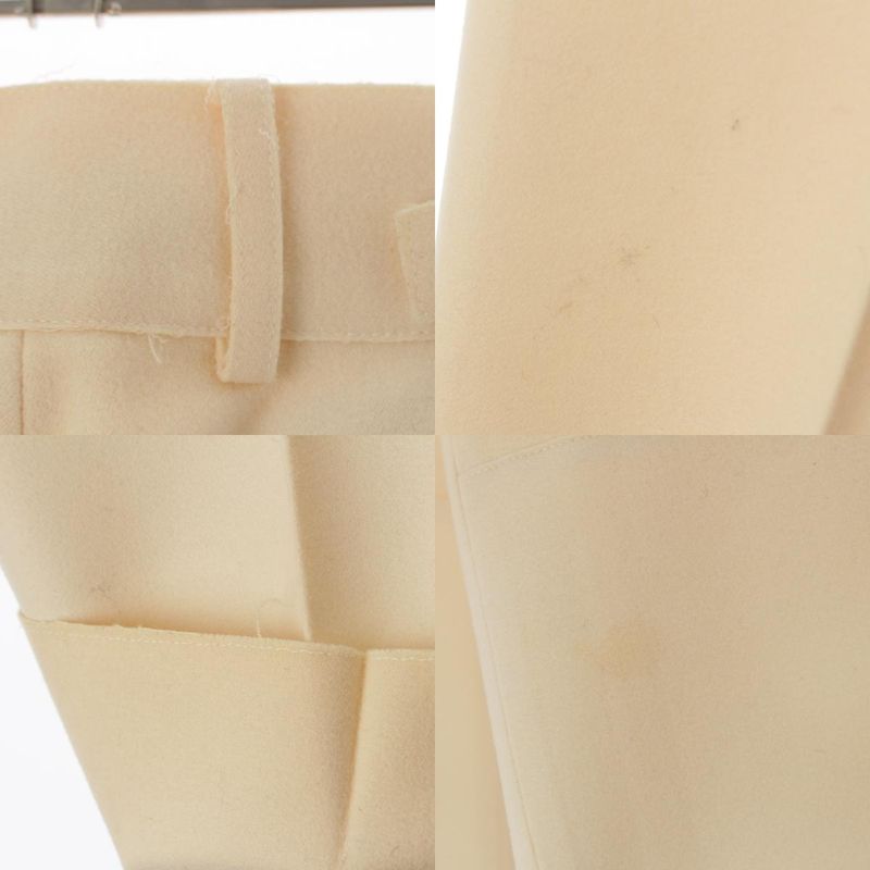 Gucci Wool Side Adjustment Star Pleated Button Fly Pants Trousers Beige 42