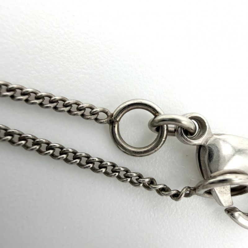 Chanel Necklace CC Logo Chain Faux Pearl Line Stone White Silver