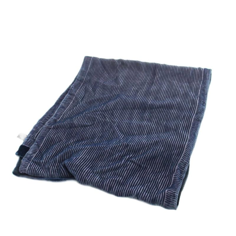 Gucci Scarf Shawl Velour Border Logo Silk Navy