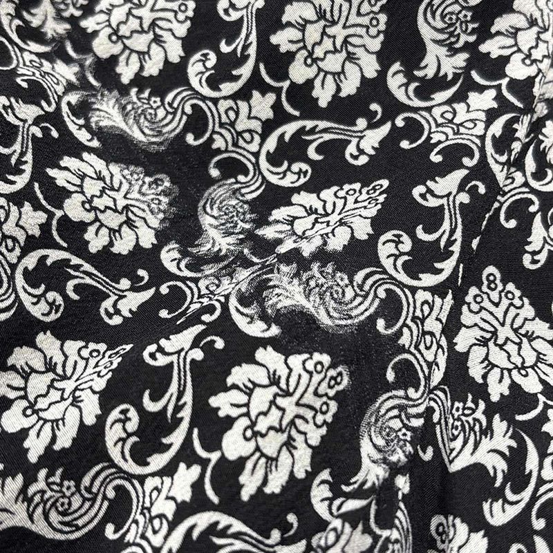Dolce & Gabbana Damask Print Bowtie Silk Blouse FH Black White 38