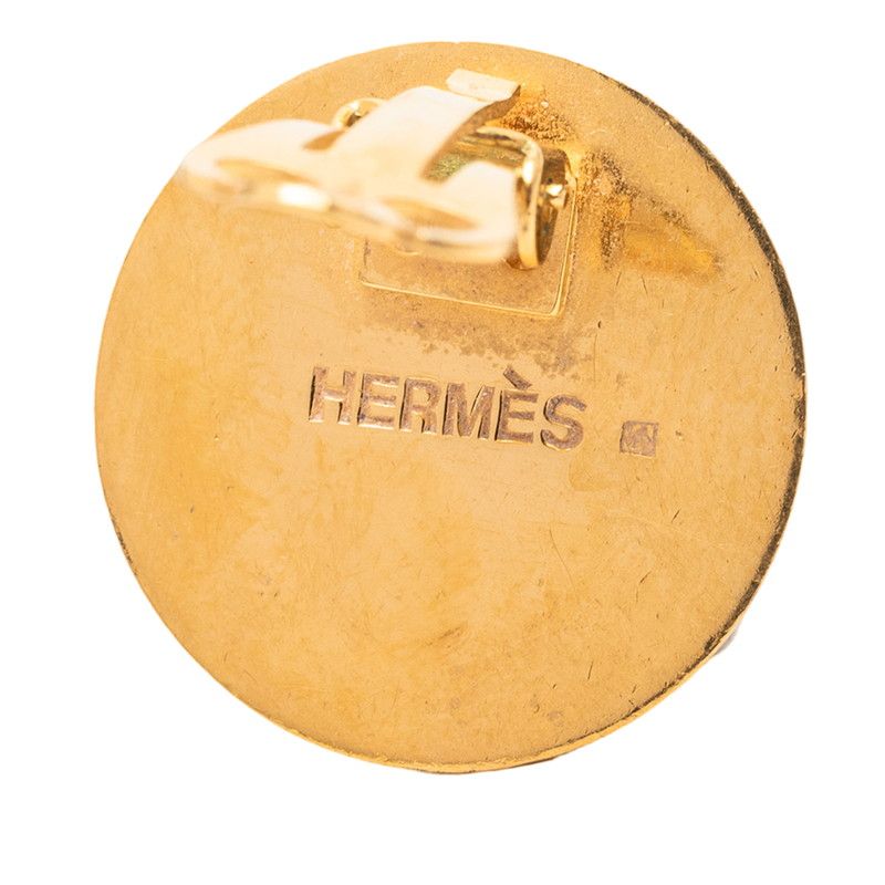 Hermes Enamel Vintage Belt Motif Round Earring