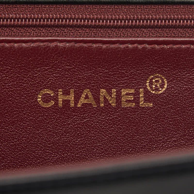 Chanel CC Logo Quilted Push Lock Chain Shoulder Bag Black Lambskin