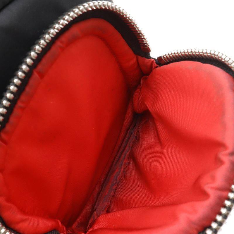 Prada Triangle Logo Mini Boston 2-Way Shoulder Bag Nylon Nero Black Red