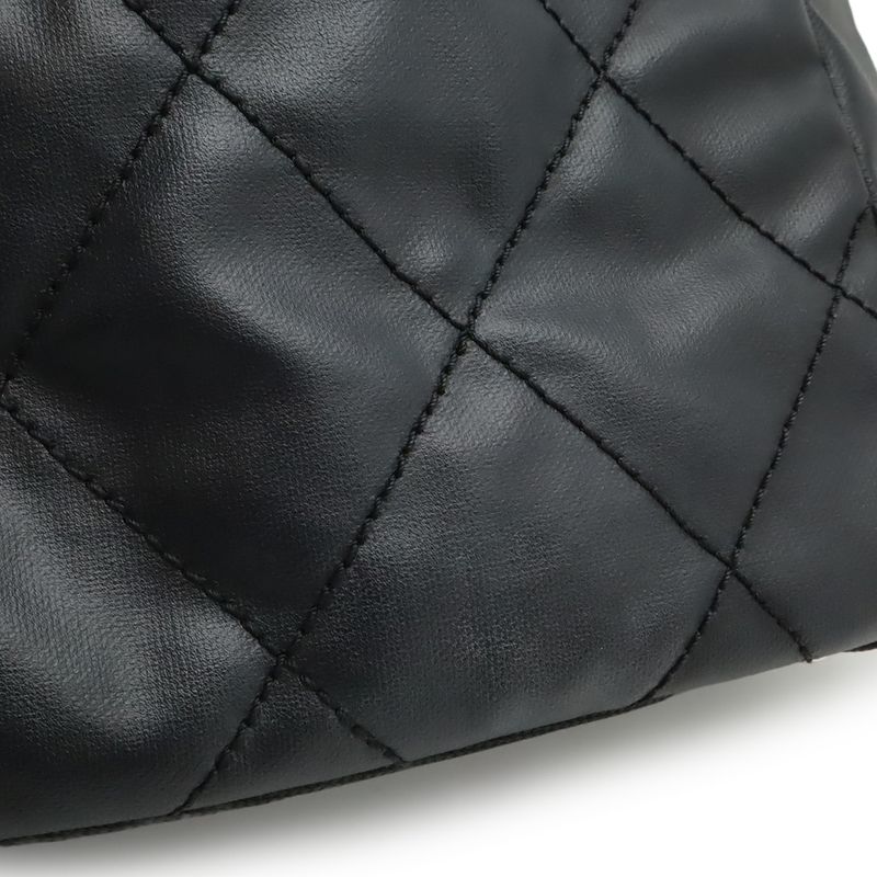 Chanel Paris Biarritz Tote PM Shoulder Bag Leather Black Silver