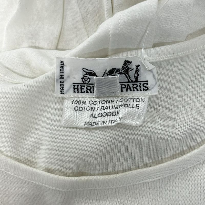 Hermes Short Sleeve T-Shirt L White Embroidery on
