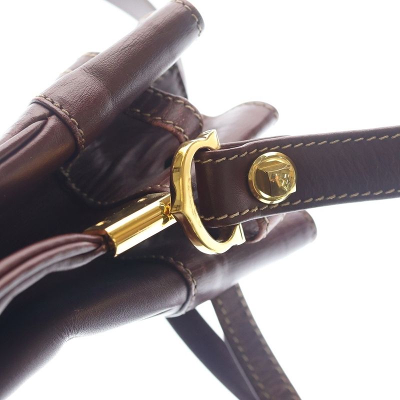 Cartier Must Have Line Leather Drawstring Shoulder Bag Burgundy
