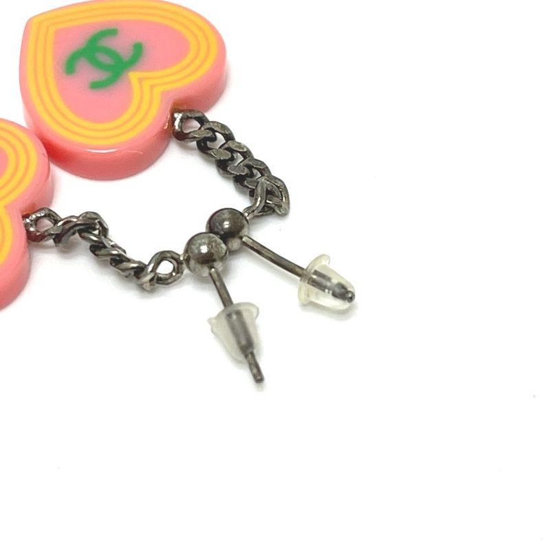 Chanel Earrings CC Logo Plastic Pink