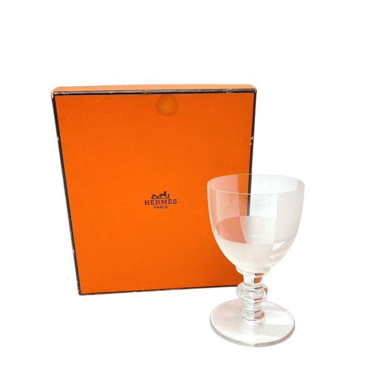 Hermes Wine Glass Checkerboard Tableware Cup Crystal Clear