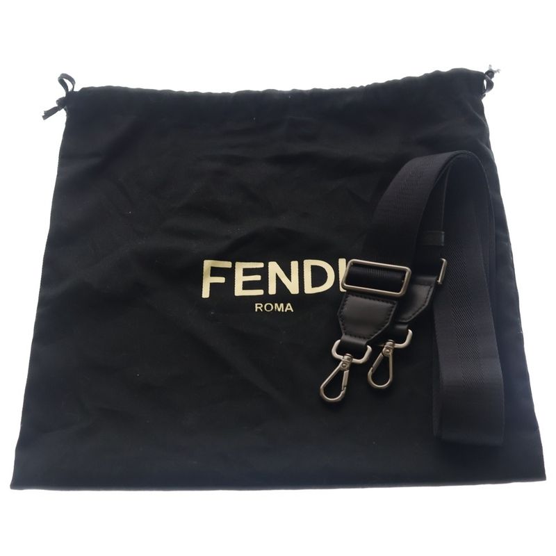 Fendi Baguette Soft Trunk 2-Way Shoulder Bag Black Leather Silver