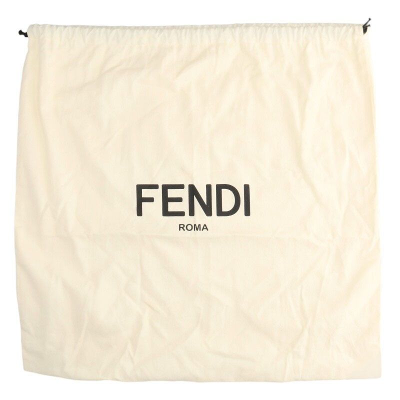 Fendi Ohf Striped Canvas Leather Handle Shoulder Tote