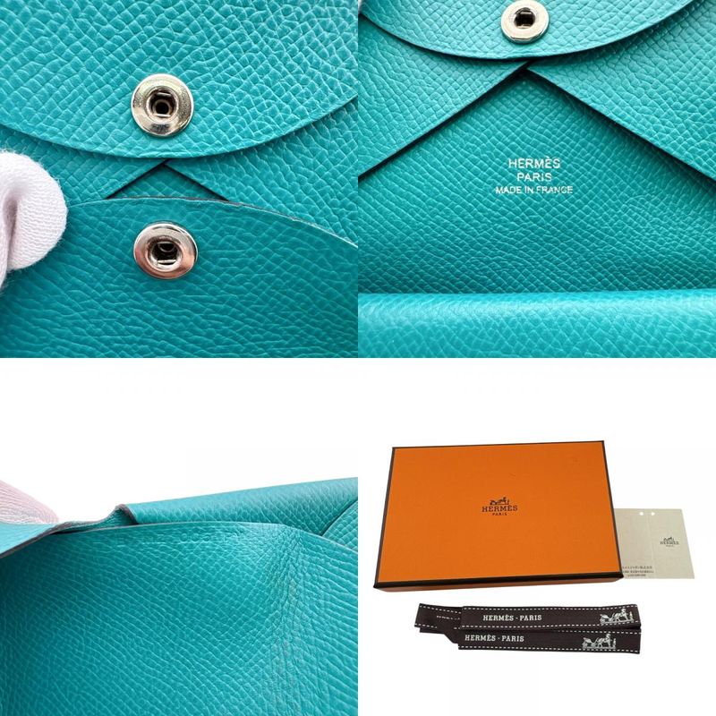 Hermes Calvi Duo Veau Epsom Coin Case Vert Jade