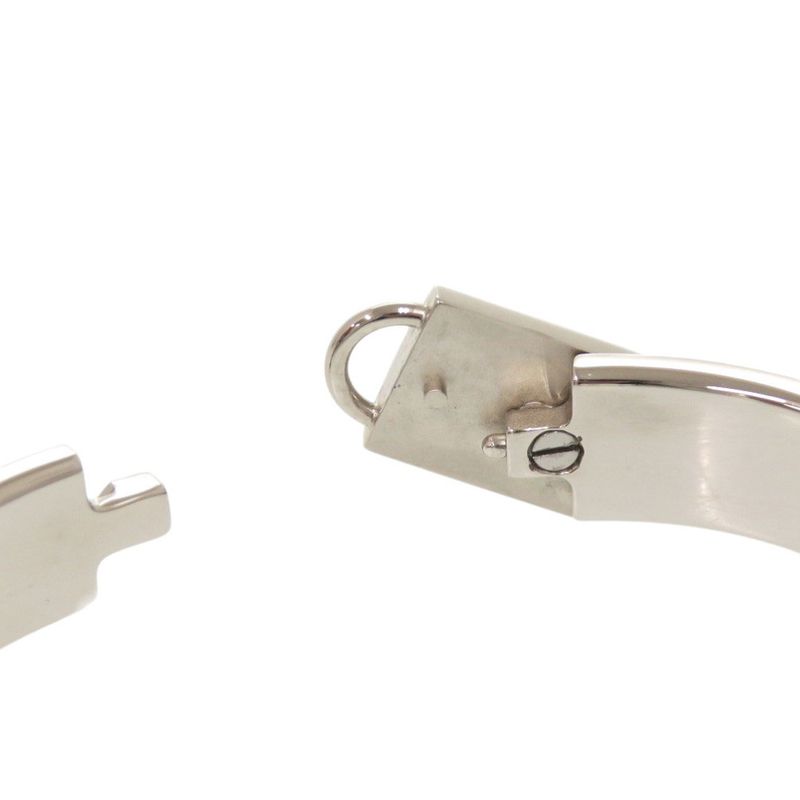 Hermes Metal Light Blue Silver Bangle Bracelet