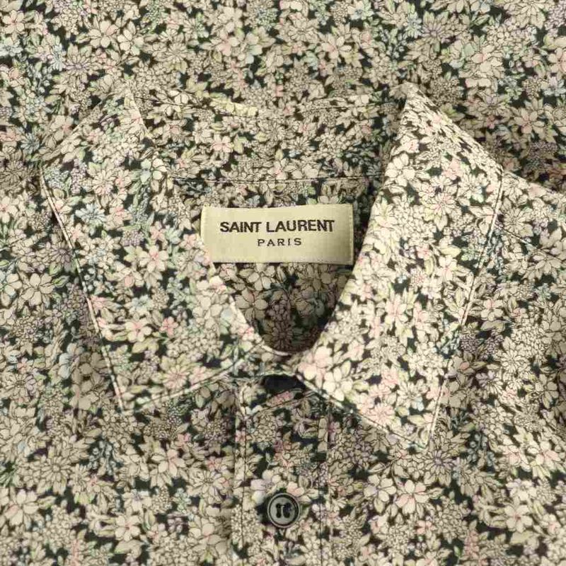 Saint Laurent Paris Flower Print Shirt Cotton 37 Multicolor CX