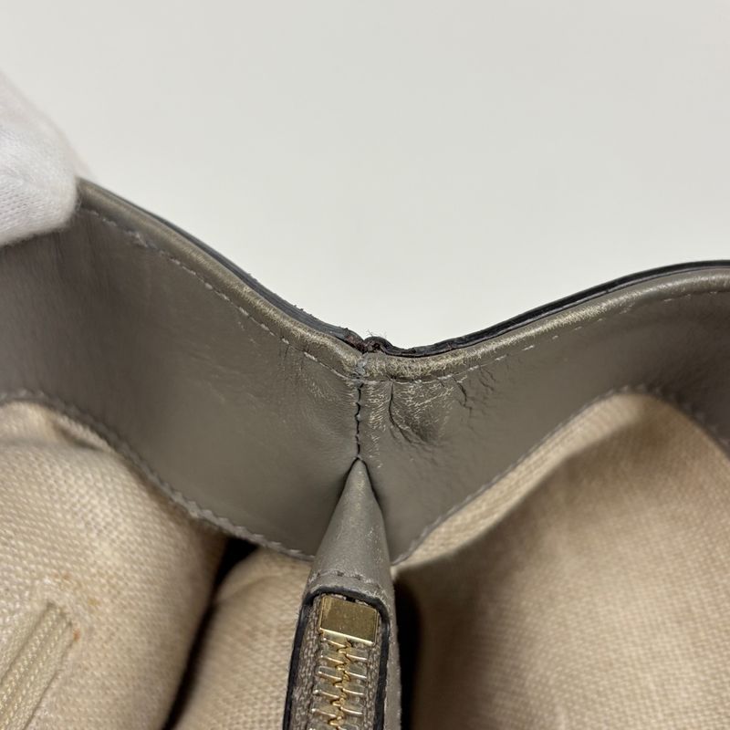 Gucci Micro Guccissima 2-Way Shoulder Bag Tote Leather Gray
