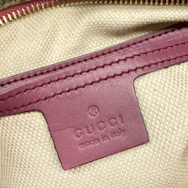 Gucci Shoulder Bag GG Plus Supreme Beige Ebony Pink Flat Messenger Leather