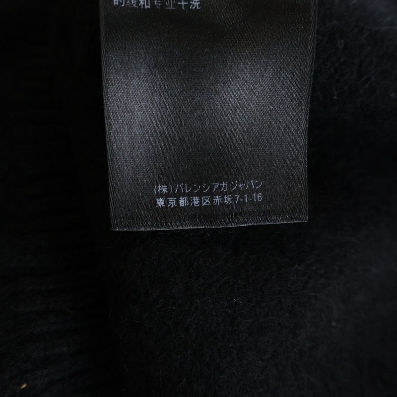 Balenciaga Logo Embroidery Cashmere Crew Neck Knit Sweater Black