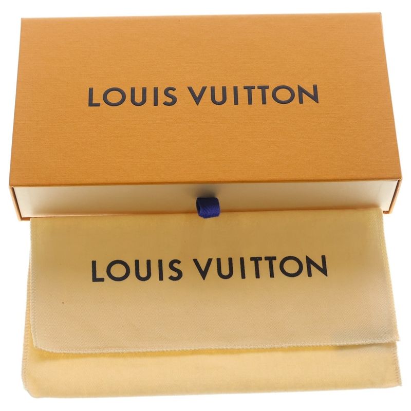 Louis Vuitton Portefeuille Sarah NM Wallet Card Case Metallic Gray Leather Gold
