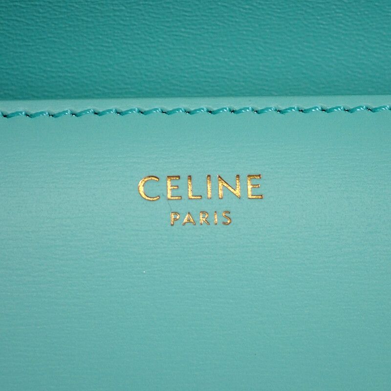 Celine Triomphe Claude Shoulder Bag Calf Turquoise Blue