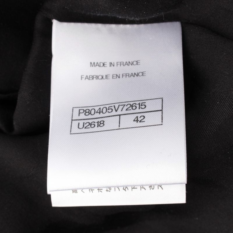 Chanel Tweed Collarless Jacket Black Pink 42