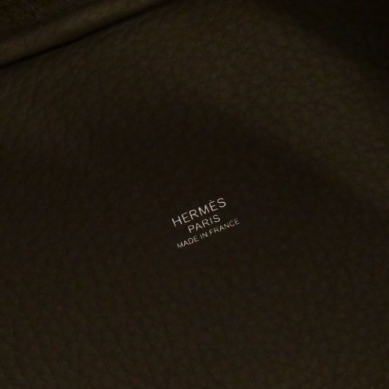 Hermes Picotin Lock PM Taurillon Clemence Handbag Etoupe Silver