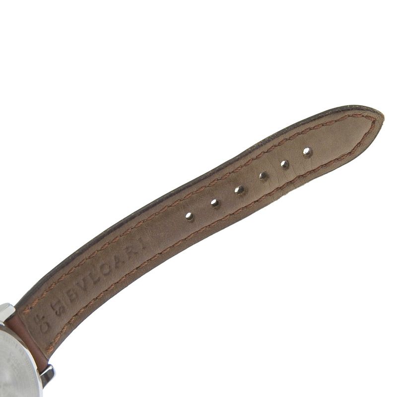 Bvlgari Solo Tempo Stainless Steel Leather Quartz Analog Display Blanc Dial