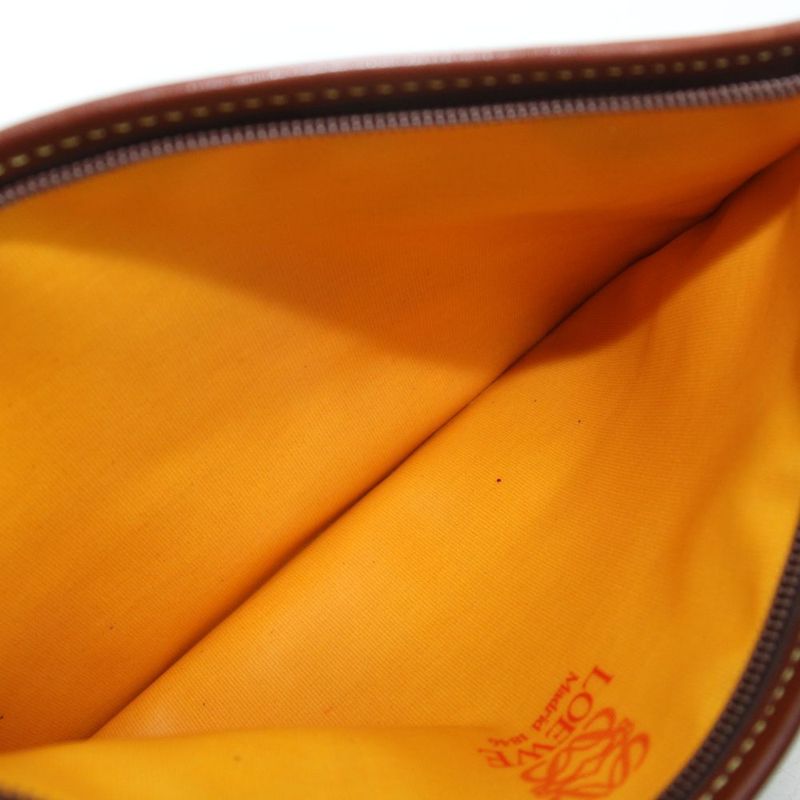 Loewe Pouch Case Multi Suede Leather Switch Anagram Brown Green