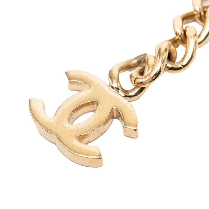 Chanel CC Logo Chain Belt Gold Pink Plated Line Stone