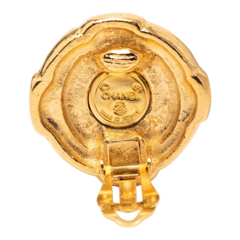 Chanel CC Logo Earrings Gold Plated