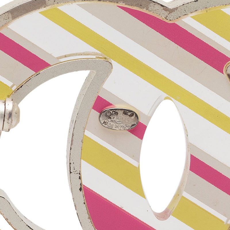 Chanel CC Logo Brooch 06c Silver Yellow Pink Metal