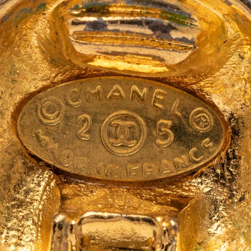 Chanel CC Logo Quilted Vintage Earrings Gold Plated