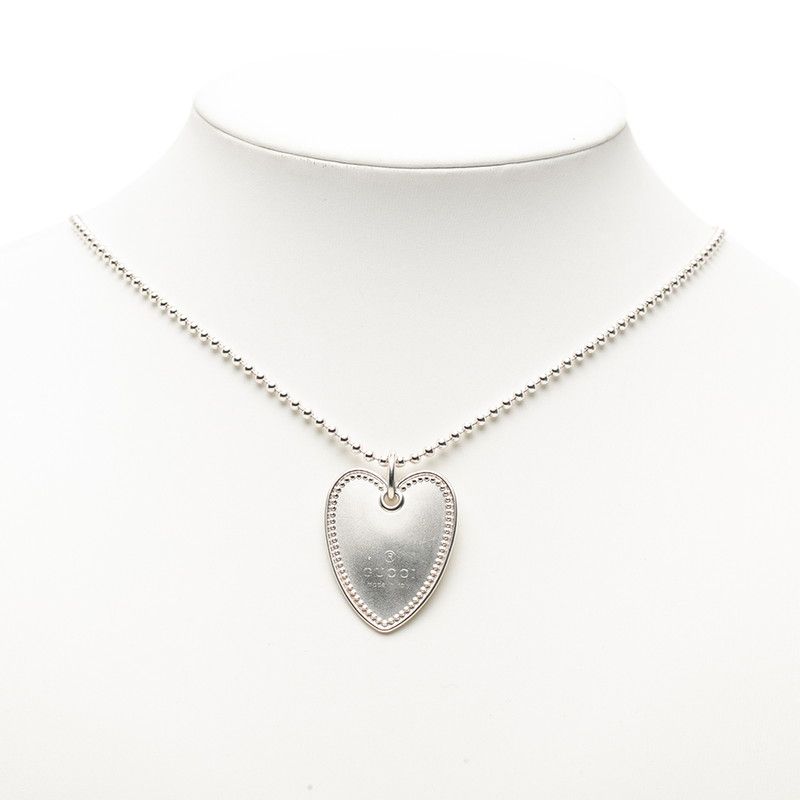 Gucci Heart Necklace Ball Chain Silver
