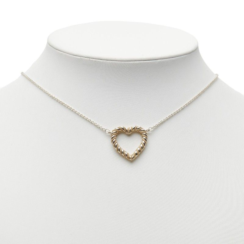 Tiffany & Co Twisted Heart Necklace Silver Gold 18k Yellow Combination