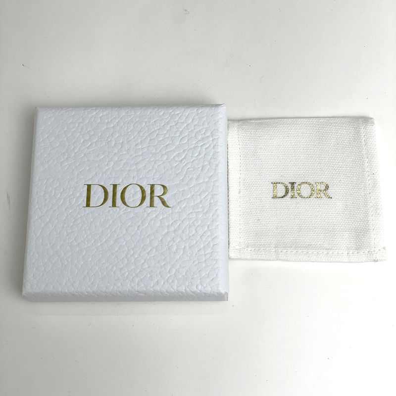 Dior Logo Line Stone Ring Silver Plated