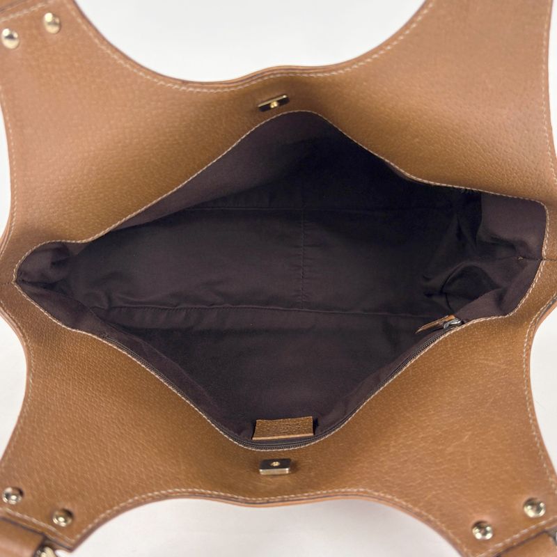 Gucci Logo Handbag Leather Brown