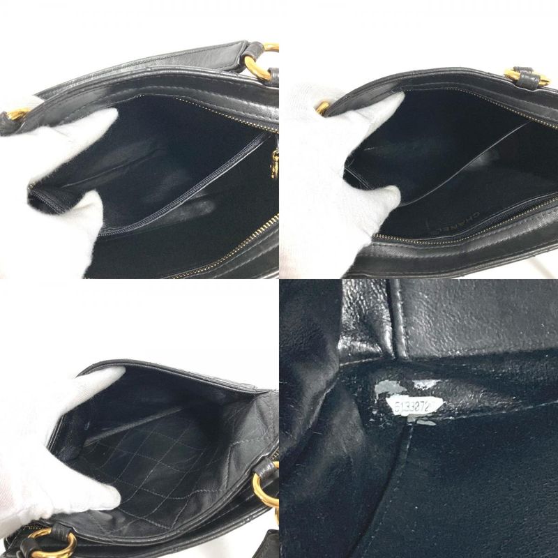 Chanel Handbag Logo Quilted Leather Black
