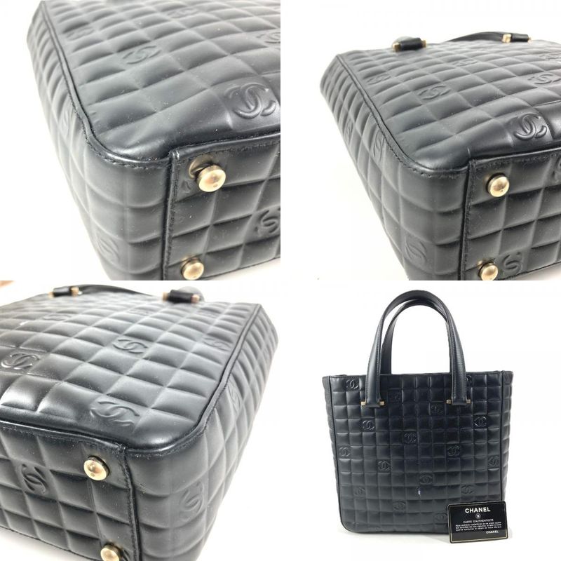 Chanel Handbag Logo CC Choco Bar Leather Black