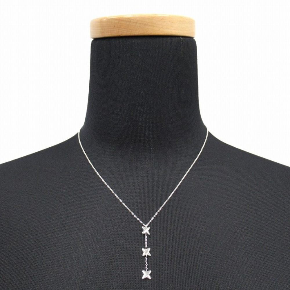 Tiffany & Co Polished Signature Cross Drop Necklace Pendant Silver