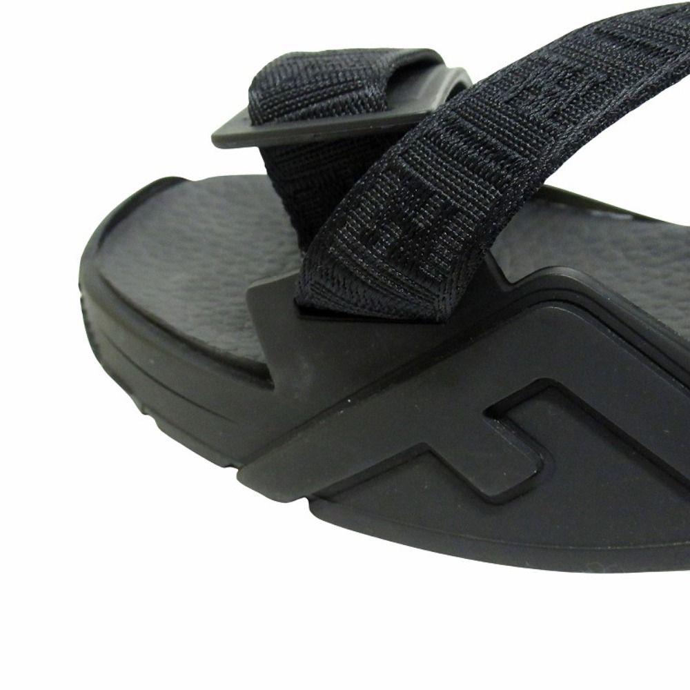 Fendi FF Logo Zucca Pattern Flo Sandals Shoes Flow Black Silver