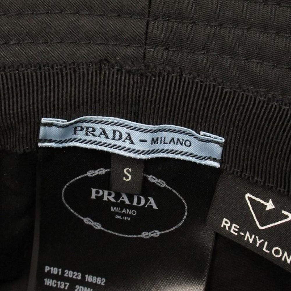 Prada Re-Nylon Bucket Hat Triangle Logo Nylon S Black