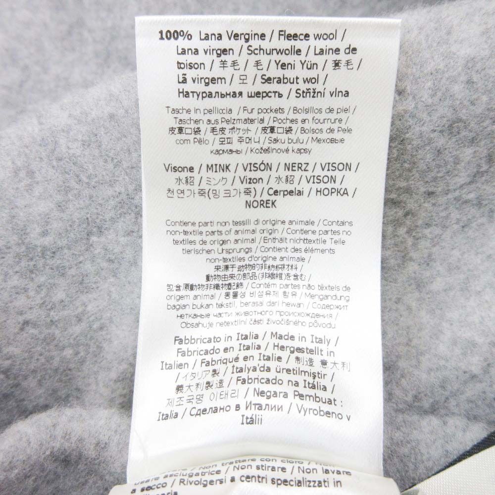Fendi Double Face Wool Melton Long Coat Breast Fur Pocket 36 Gray